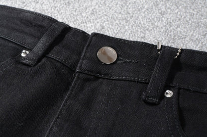 Ripped men's rhinestone jeans