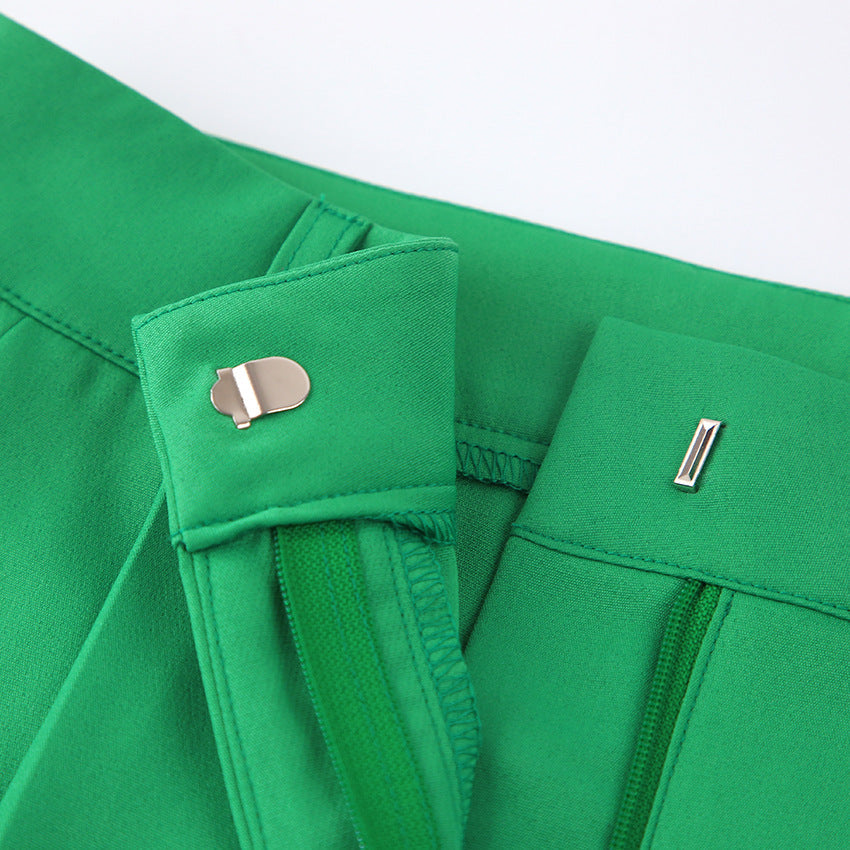 Women's Green High Waist Wide Leg Pants