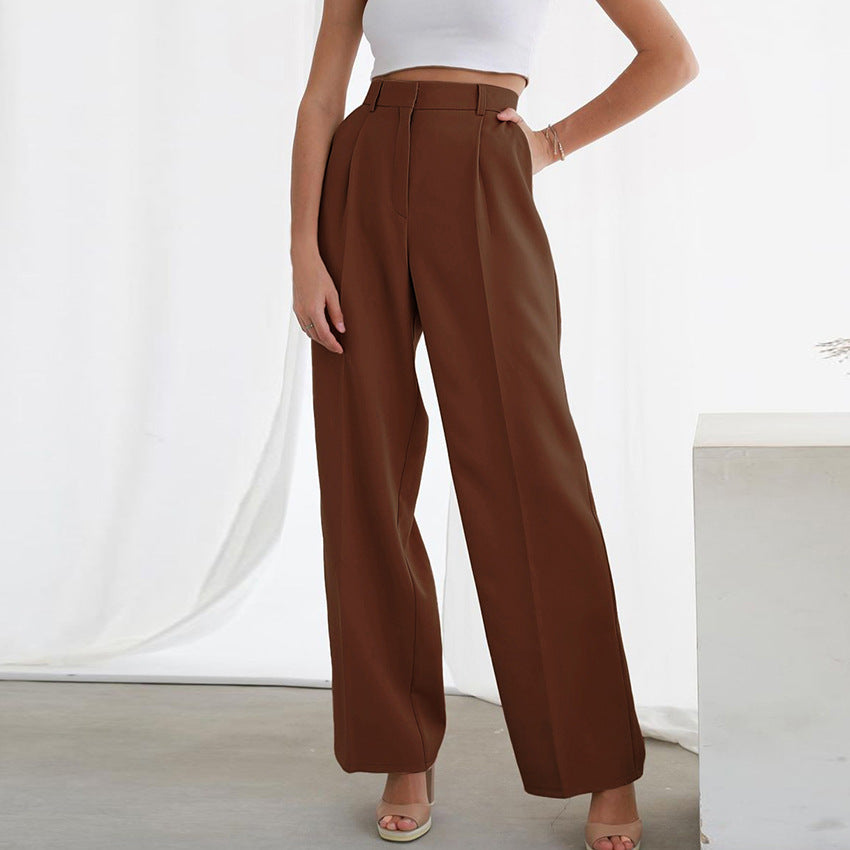 Women's Green High Waist Wide Leg Pants