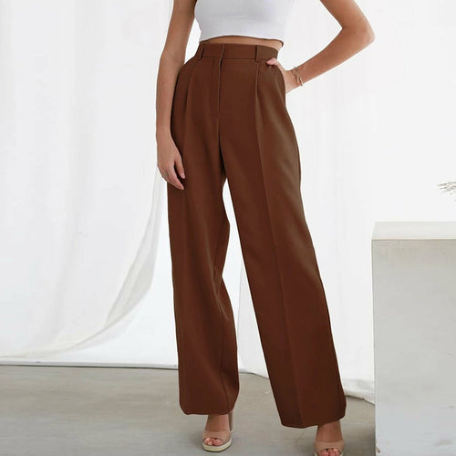 Women's Green High Waist Wide Leg Pants