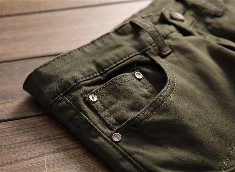 Army Green Embroi Jeans