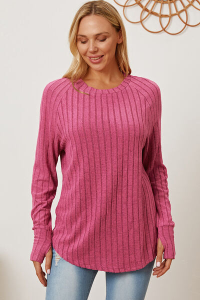 Ribbed Sleeve T-Shirt with Thumbhole
