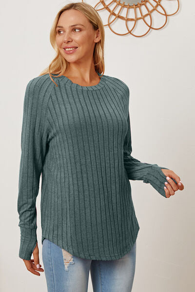 Ribbed Sleeve T-Shirt with Thumbhole