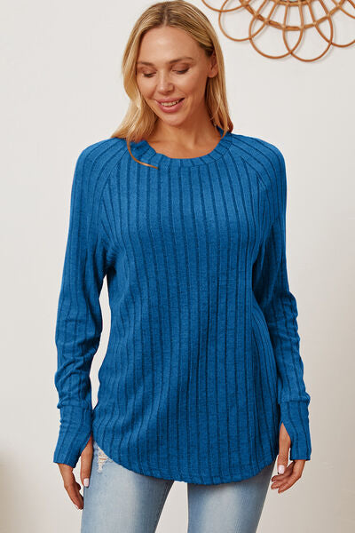 Ribbed Sleeve T-Shirt with Thumbhole