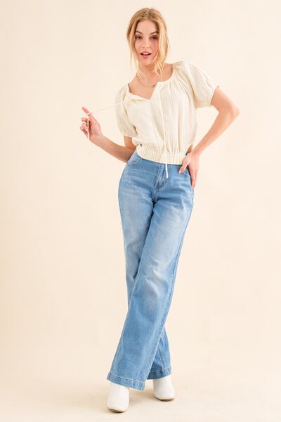 Cotton Gauze Waist Tied Blouse