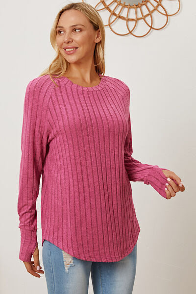 Ribbed Sleeve T-Shirt with Thumbhole