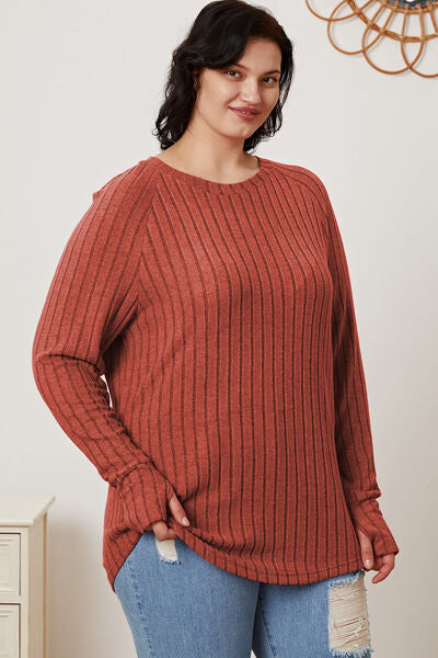 Ribbed Sleeve T-Shirt with Thumbhole