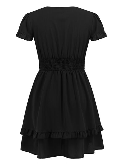V-Neck Tiered Mini Dress