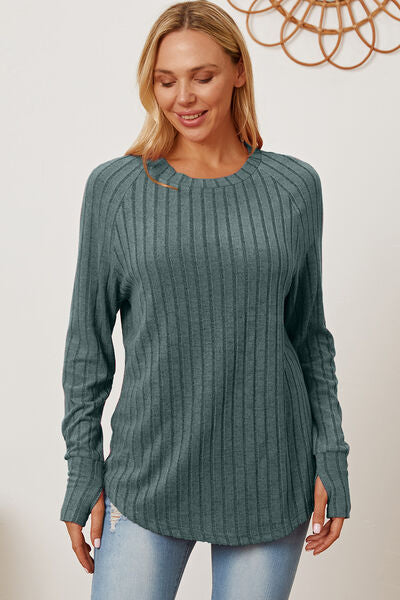Ribbed Sleeve T-Shirt with Thumbhole