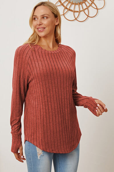 Ribbed Sleeve T-Shirt with Thumbhole