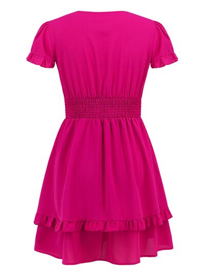 V-Neck Tiered Mini Dress