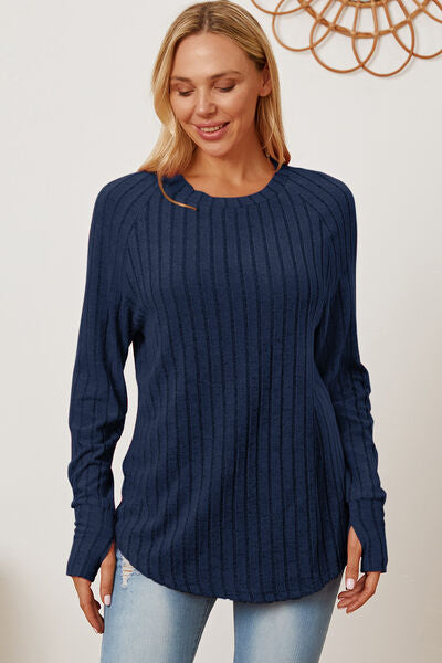 Ribbed Sleeve T-Shirt with Thumbhole