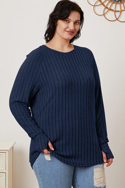 Ribbed Sleeve T-Shirt with Thumbhole