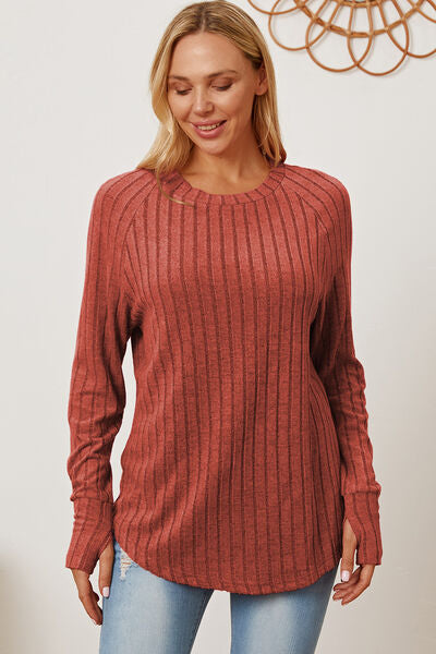 Ribbed Sleeve T-Shirt with Thumbhole