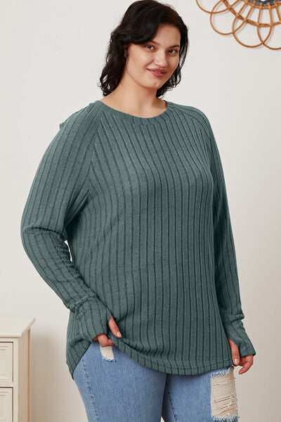 Ribbed Sleeve T-Shirt with Thumbhole