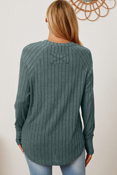 Ribbed Sleeve T-Shirt with Thumbhole