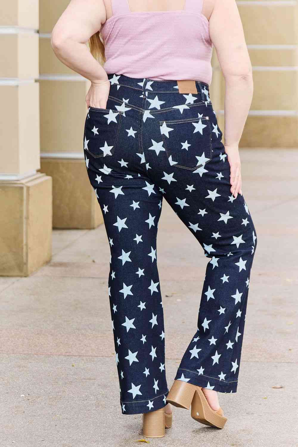 Star Print Flare Jeans