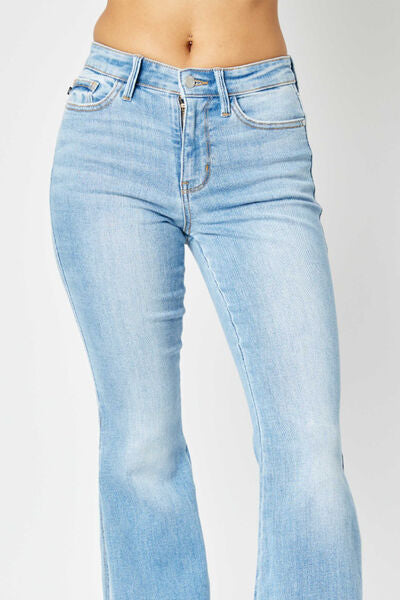 Raw Hem Slit Flare Jeans